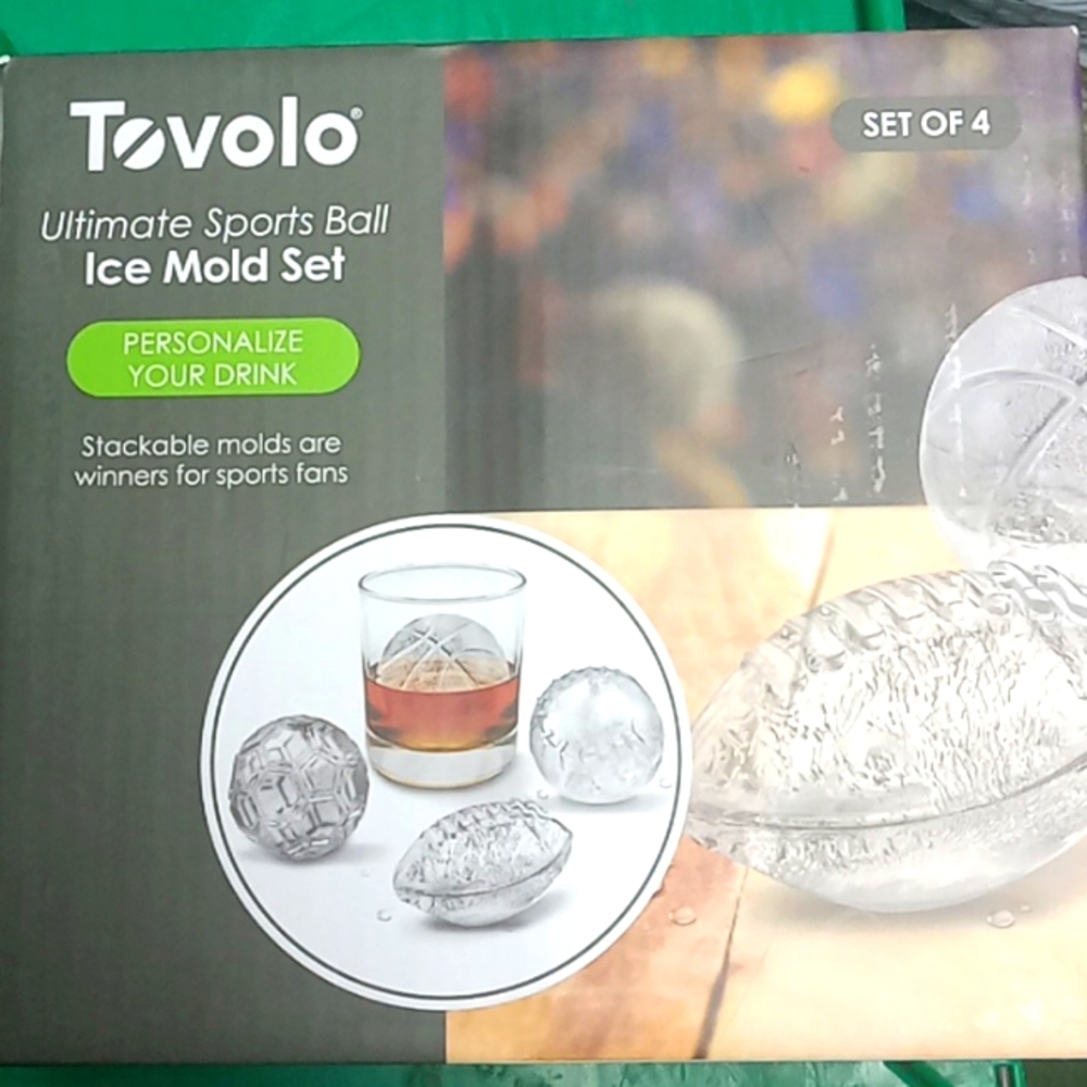 Tovolo Sports Ball Ice Molds Football Basketball Baseball & Golf Sphere Set of 4